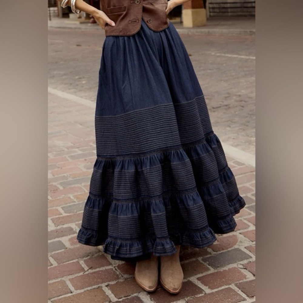Mi Golondrina Falda Del Oeste Denim Maxi Skirt - New with Tags